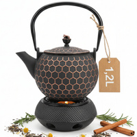 CZAJNIK ŻELIWNY IMBRYK 1,2L ZAPARZACZ DO HERBATY I ZIÓŁ PODGZREWACZ ŻELIWNY