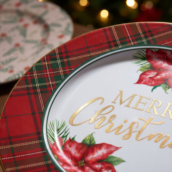 TACA METALOWA 323CM DEKORACYJNA ZIMOWA PODTALERZ 33 CM DO OZDABIANIA