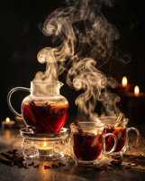 ZESTAW DO GRZANEGO WINA GRZAŃCA DZBANEK 1L FILIŻANKI x2 SZKŁO+ PODGRZEWACZ