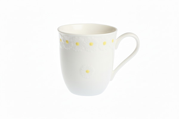 KUBEK DO KAWY HERBATY CZEKOLADY 300 ml BIAŁY CERAMIKA DESIGN DAISY LINE