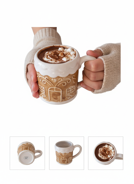 KUBEK DO GORĄCEJ CZEKOLADY BIAŁY 400 ML BŁYSZCZĄCY DO PICIA ZMYWARKA 10×9,5