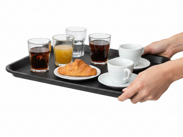 TACA KUCHENNA KELNERSKA CZARNA ANTYPOŚLIZGOWA 45,5×35,5×2 CM PROSTOKĄTNA