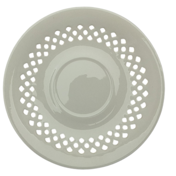 FILIŻANKA CERAMICZNA BIAŁA 260ml ZE SPODKIEM AŻUROWYM DO KAWY HERBATY