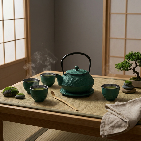 CZAJNIK ŻELIWNY 1,5L ZAPARZACZ DO HERBATY 4 CZARKI ZESTAW 5 ele NA PREZENT