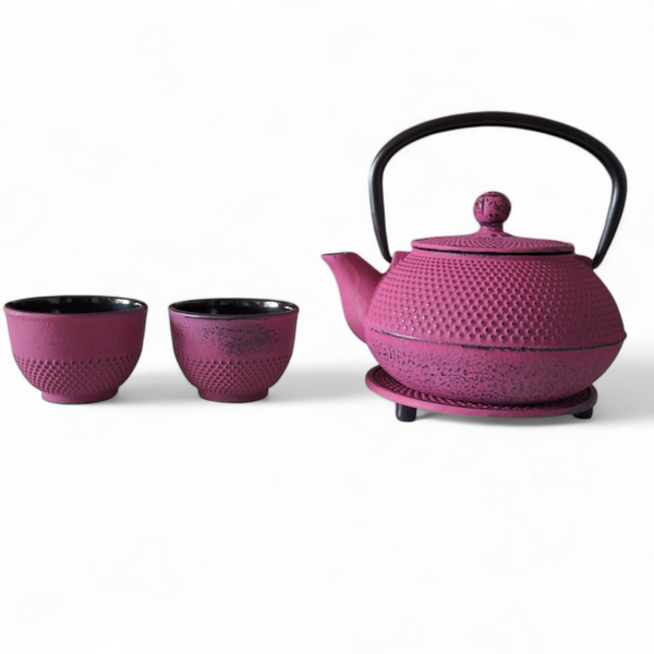 CZAJNIK IMBRYK ŻELIWNY 0,8L ZAPARZACZ SITKO DO HERBATY +2 CZARKI +PODKŁADKA