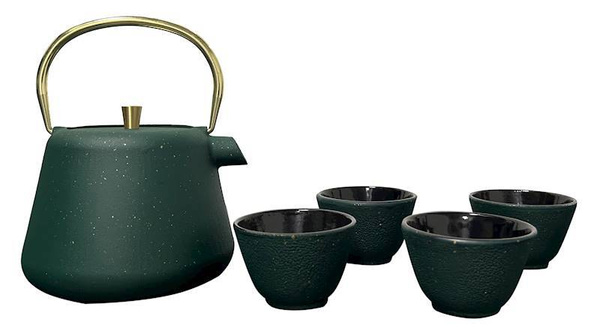 CZAJNIK IMBRYK ŻELIWNY 1L ZAPARZACZ SITKO STALOWE DO HERBATY +4 CZARKI