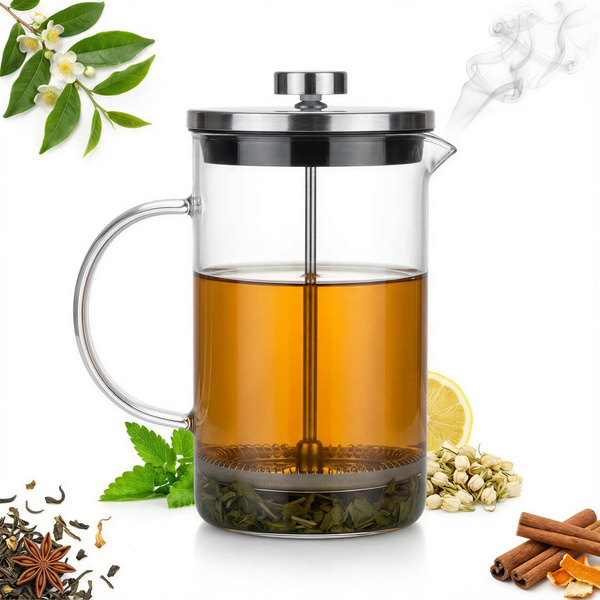 DZBANEK SZKLANY ZAPARZACZ DO HERBATY Z FILTREM 0,8