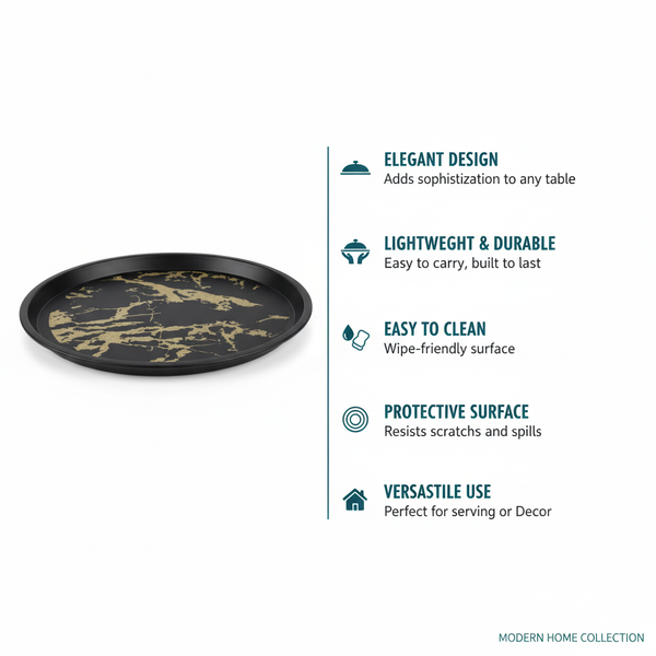 TACA KUCHENNA KELNERSKA ANTYPOŚLIZGOWA TWORZYWO CZARNA Z WZOREM 41CM