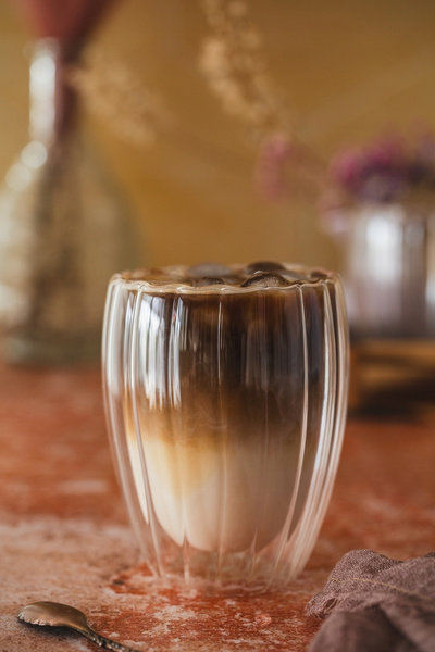 SZKLANKA termiczna wzór FLOWER 300 ml bez ucha 2 sztuki PODWÓJNE ŚCIANKI