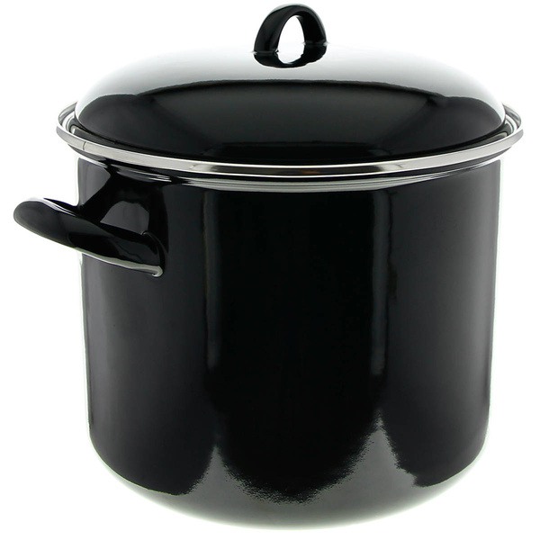 GARNEK EMALIOWANY CZARNA EMALIA 24CM 8L BIGOS