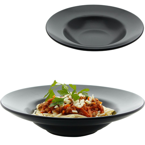 TALERZ GŁĘBOKI TALERZ DO MAKARONU CZARNY 27 CM