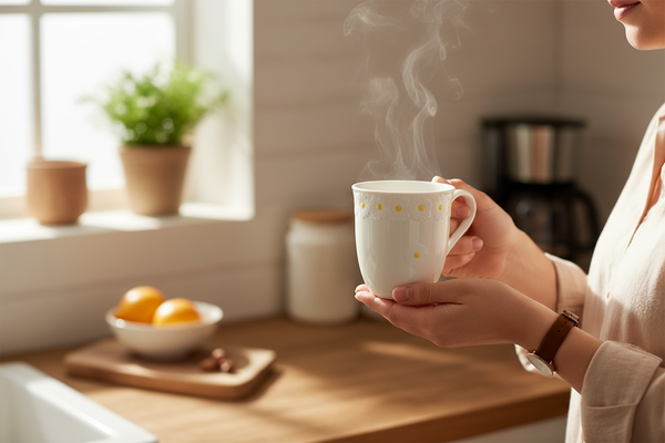 KUBEK DO KAWY HERBATY CZEKOLADY 300 ml BIAŁY CERAMIKA DESIGN DAISY LINE