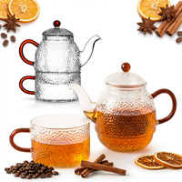 CZAJNIK DZBANEK Z ZAPARZACZEM 0,5L Z FILIŻANA 250ml ZESTAW DO HERBATY SZKŁO