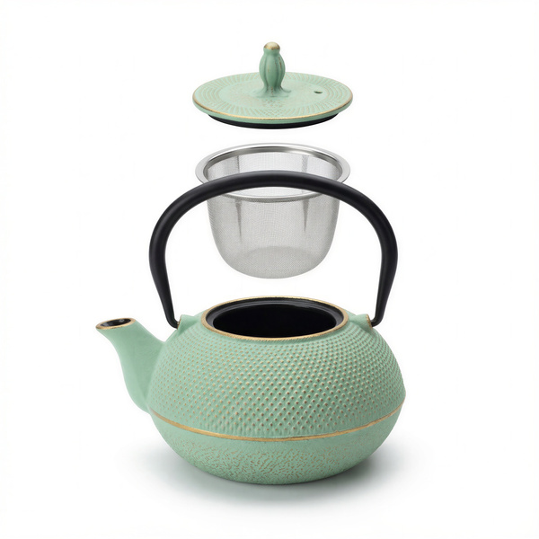 CZAJNIK ŻELIWNY IMBRYK 1.8L DUŻY MIĘTOWY DO HERBATY + ZAPARZACZ STALOWY