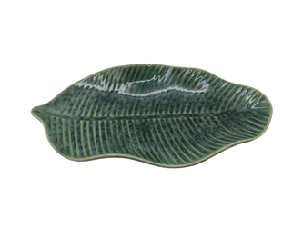 CERAMICZNY PÓŁMISEK TALERZ HERBE 33 CM LIŚĆ BANANOWCA ZIELONY DO SERWOWANIA