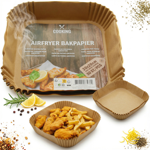 WKŁADKI DO PIECZENIA W FRYTKOWNICY BEZTŁUSZCZOWEJ PAPIEROWE FOREMKI 50 SZT