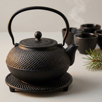 CZAJNIK IMBRYK ŻELIWNY 1,5L ZESTAW 6 SZT. CZARNY DO HERBATY Ø 18 CM