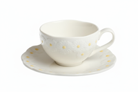 FILIŻANKA ZE SPODKIEM 250 ML DO KAWY HERBATY BIAŁA CERAMIKA DAISY LINE