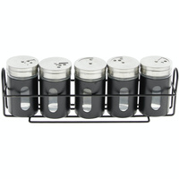 STOJAK NA PRZYPRAWY PÓŁKA PRZYPRAWNIK 5 SZTUK STALOWY CZARNY ORGANIZER