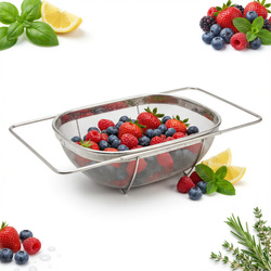 STALOWY CEDZAK durszlak rozsuwany KUCHENNY prostokątny 34x23,5 cm