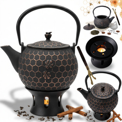 CZAJNIK ŻELIWNY IMBRYK 1,8L ZAPARZACZ DO HERBATY + PODGRZEWACZ + WIDELCZYK