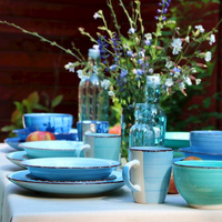 TALERZ GŁĘBOKI OBIADOWY ŚNIADANIOWY DO ZUPY 21 cm 6X SZTUK NIEBIESKI MIX