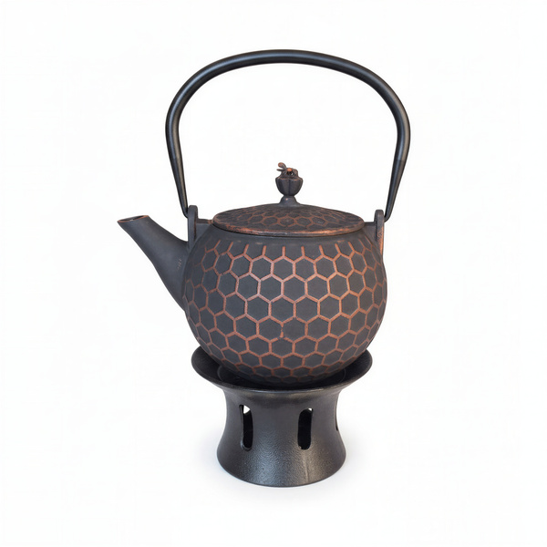 CZAJNIK ŻELIWNY IMBRYK PSZCZOŁKA 1,2 L ZAPARZACZ DO HERBATY + PODGRZEWACZ