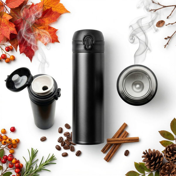 TERMOS KUBEK TERMICZNY PODRÓŻNY STALOWY 450 ml  DO KAWY HERBATY WODY