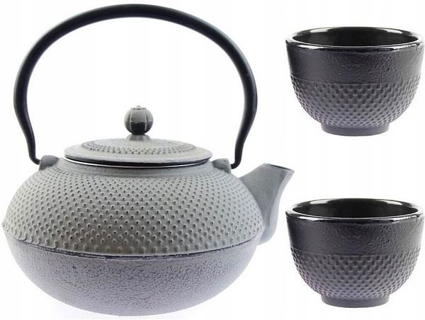 ZAPARZACZ CZAJNIK 2x CZARKI ŻELIWNE DO HERBATY