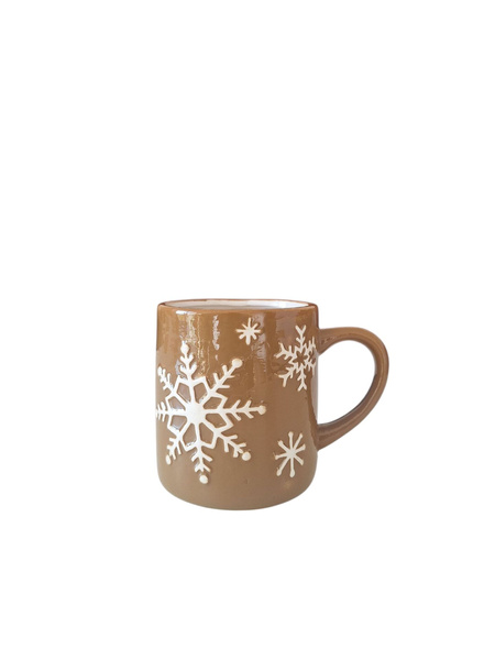 DUŻY KUBEK ŚWIĄTECZNY DO CZEKOOLADY 600ML BRĄZOWY BŁYSZCZĄCY ZMYWARKA Ø 9,5