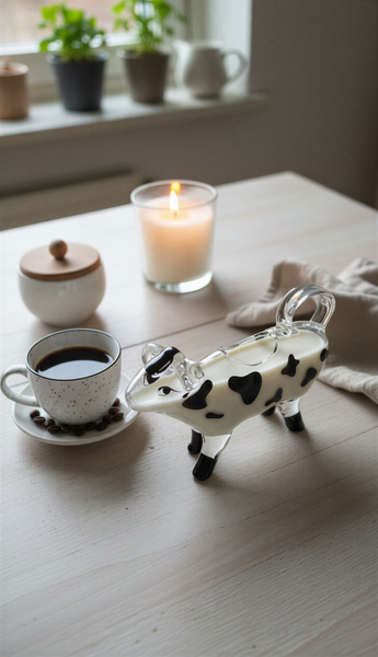 MLECZNIK DZBANEK SZKLANY KROWA DO MLEKA ŚMIETANKI SOSU KRÓWKA 120 ML