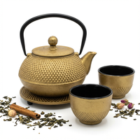 CZAJNIK IMBRYK ZAPARZACZ ŻELIWNY 0,8L ZESTAW DO HERBATY 2 CZARKI PODKŁADKA