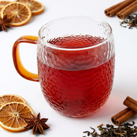 SZKLANKA KUBEK SZKLANY DO KAWY I HERBATY 330 ml. Z BURSZTYNOWYM UCHEM