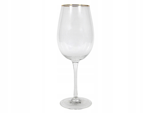 Kieliszek do wina szklany ryflowany ZŁOTY PASEK