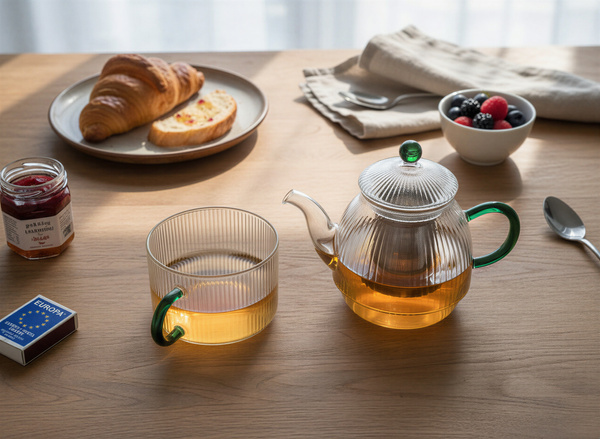 CZAJNIK DZBANEK Z ZAPARZACZEM 0,5L Z FILIŻANA 250ml ZESTAW DO HERBATY SZKŁO