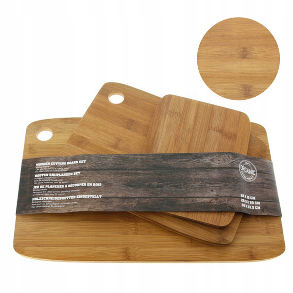 DESKI DO KROJENIA DREWNIANE BAMBUSOWE ZESTAW 3 szt