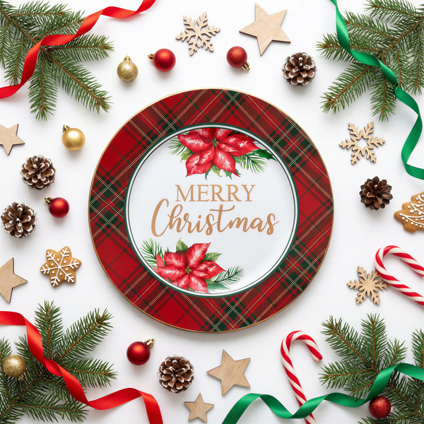 TACA METALOWA 323CM DEKORACYJNA ZIMOWA PODTALERZ 33 CM DO OZDABIANIA