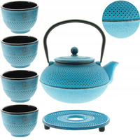 CZAJNIK 1,5L ŻELIWNY 4x CZARKI PODKŁADKA ZESTAW