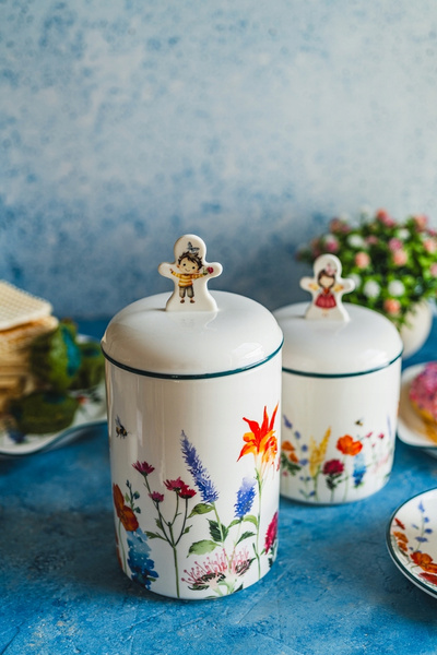 POJEMNIK ceramiczny SŁOIK do przechowywania PAN KWIATEK 1,25L