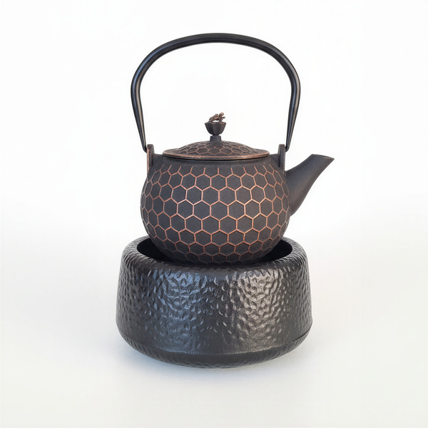 CZAJNIK ŻELIWNY IMBRYK 1,2 L ZAPARZACZ DO HERBATY I ZIÓŁ + PODGRZEWACZ