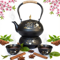 CZAJNIK ŻELIWNY 1L ZAPARZACZ DO HERBATY ZIÓŁ 2 CZARKI ŻELIWNE + PODGRZEWACZ