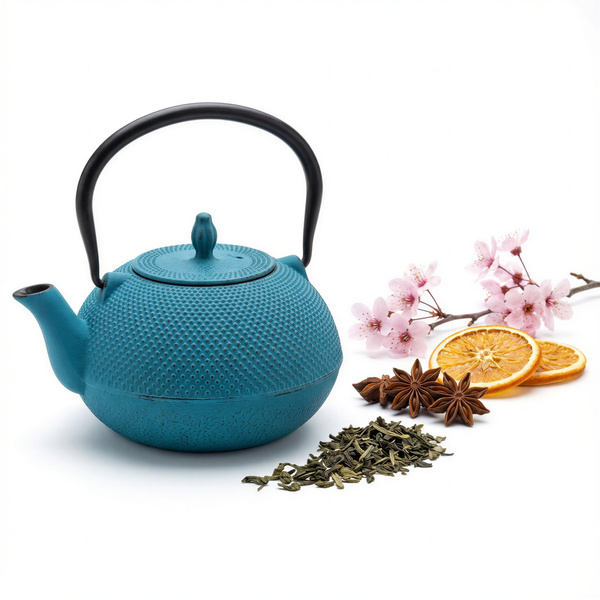 CZAJNIK ŻELIWNY IMBRYK 1.8L DUŻY TURKUSOWY DO HERBATY + ZAPARZACZ STALOWY