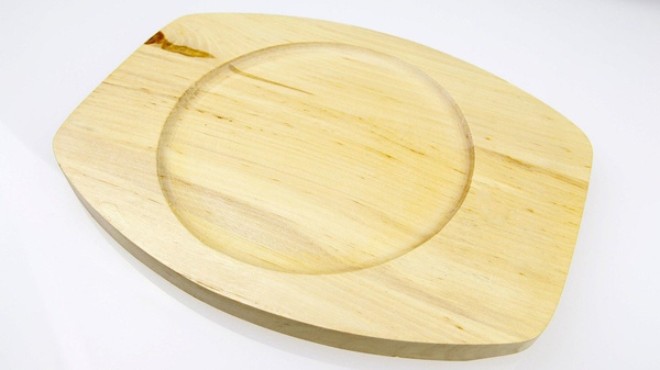 PATELNIA ŻELIWNA+DREWNIANA PODSTAWA DO SERWOWANIA