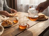 CZAJNIK DZBANEK Z ZAPARZACZEM 0,5L Z FILIŻANA 250ml ZESTAW DO HERBATY SZKŁO