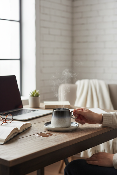 FILIŻANKA CERAMIKA 250 ML Z TALERZYKIEM LUNA LINE