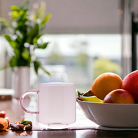 SZKLANKA SZKLANA KUBEK DO KAWY I HERBATY 310 ml. 8,7 cm RÓŻOWA