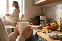 KUBEK DO KAWY HERBATY CZEKOLADY 300 ml BIAŁY CERAMIKA DESIGN DAISY LINE