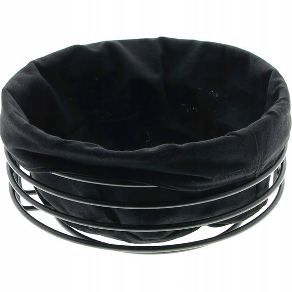 KOSZYK METALOWY NA CHLEB + WKŁAD Z TKANINY CZARNY