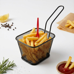 KOSZYCZEK DO SERWOWANIA FRYTEK PRZEKĄSEK MINI STALOWY KOSZYCZEK CZARNY