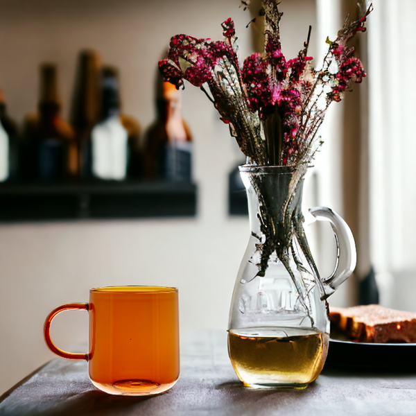 SZKLANKA SZKLANA KUBEK DO KAWY I HERBATY 310 ml. 8,7 cm BURSZTYNOWA